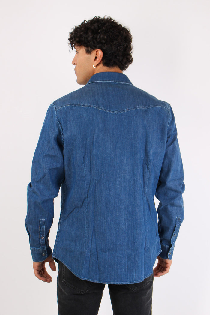 Camicia Denim Slim Denim Scuro-5