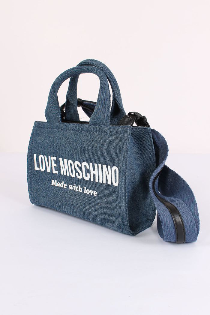 Shopping Mini Canvas Lettering Denim-5