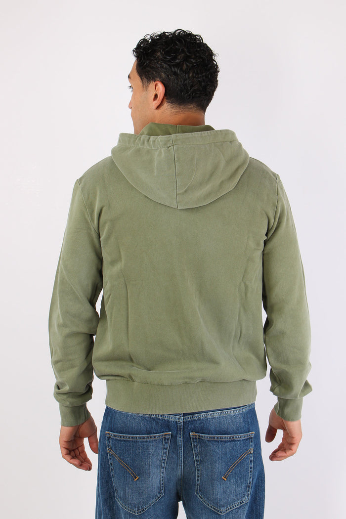 Felpa Zip Cappuccio Lavata Verde-4