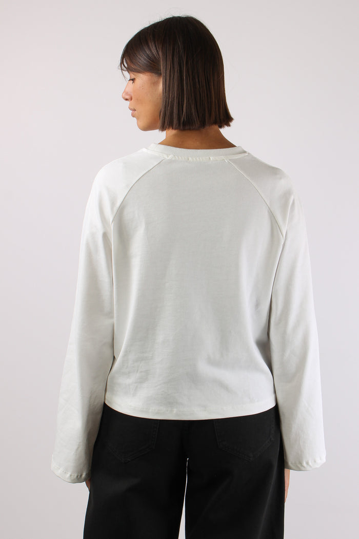 T-shirt Cotone Manica Svasata Panna-5