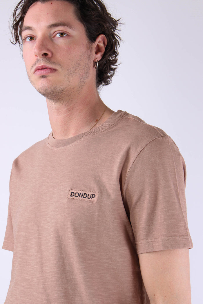 T-shirt Cotone Fiammato Logo Patch Orzo-8