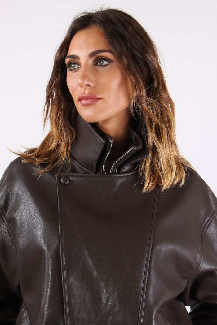 Bomber Ecopelle Doppia Chiusur Moro-7