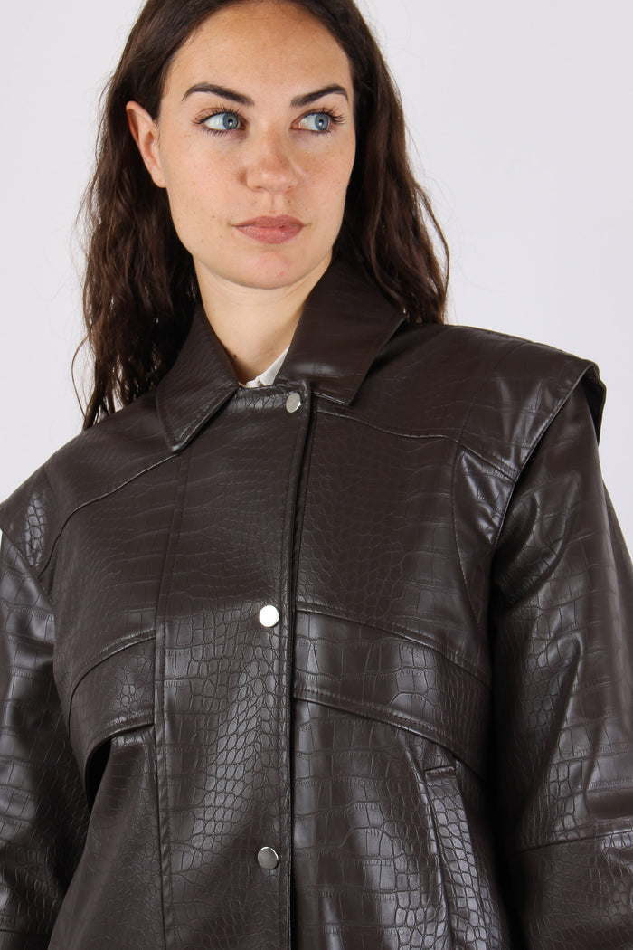 Bomber Ecopelle Stampa Cocco Brown-6
