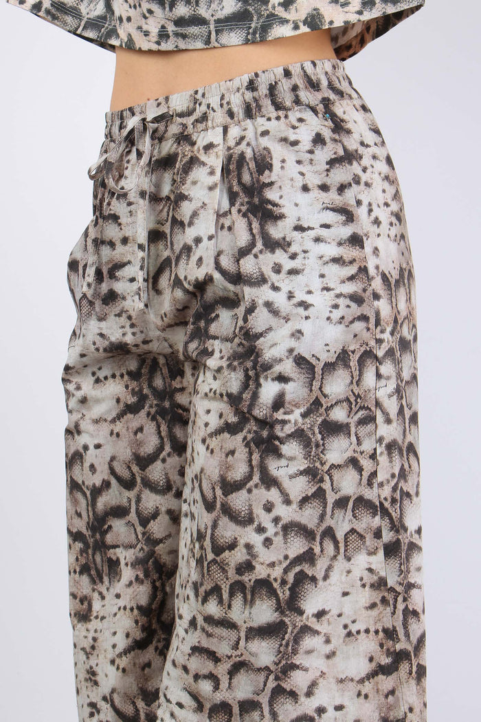 Gussola Pantalone Palazzo Snake Beige/nero-7