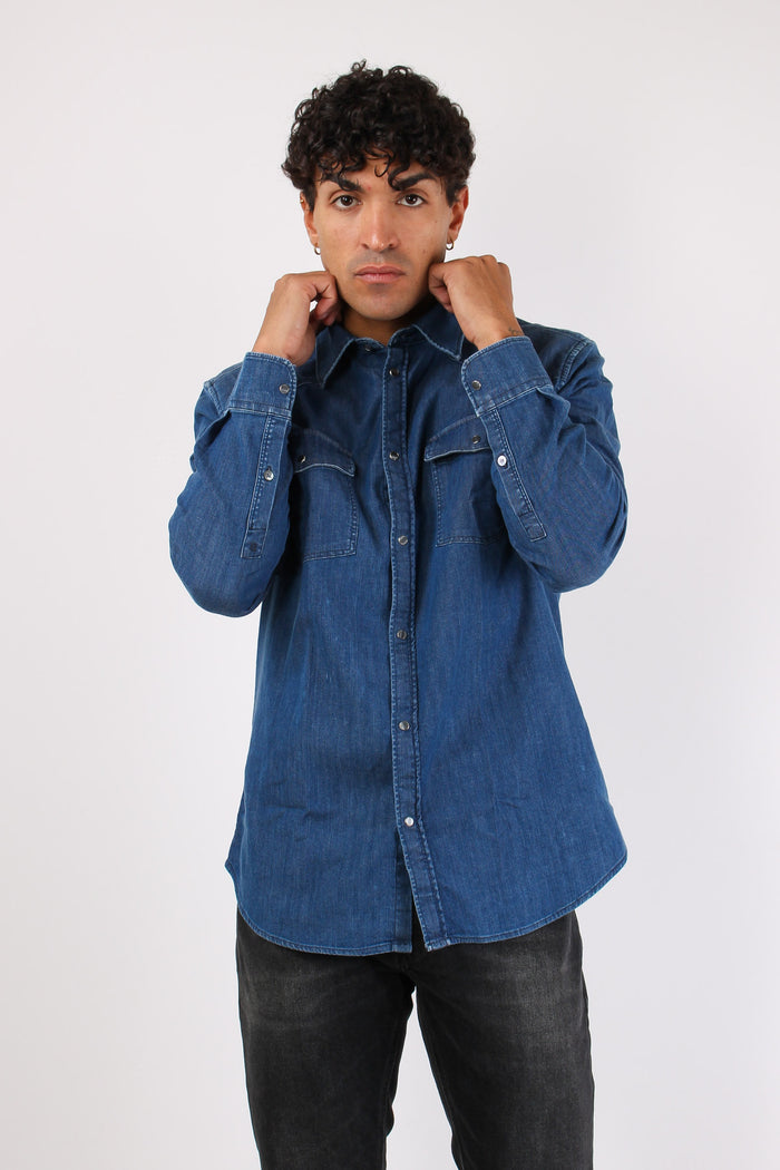 Camicia Denim Slim Denim Scuro-7