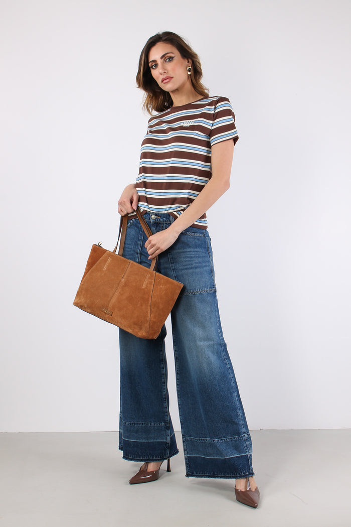 Denim Maxi Tasche Sfrangiato Denim Scuro-6