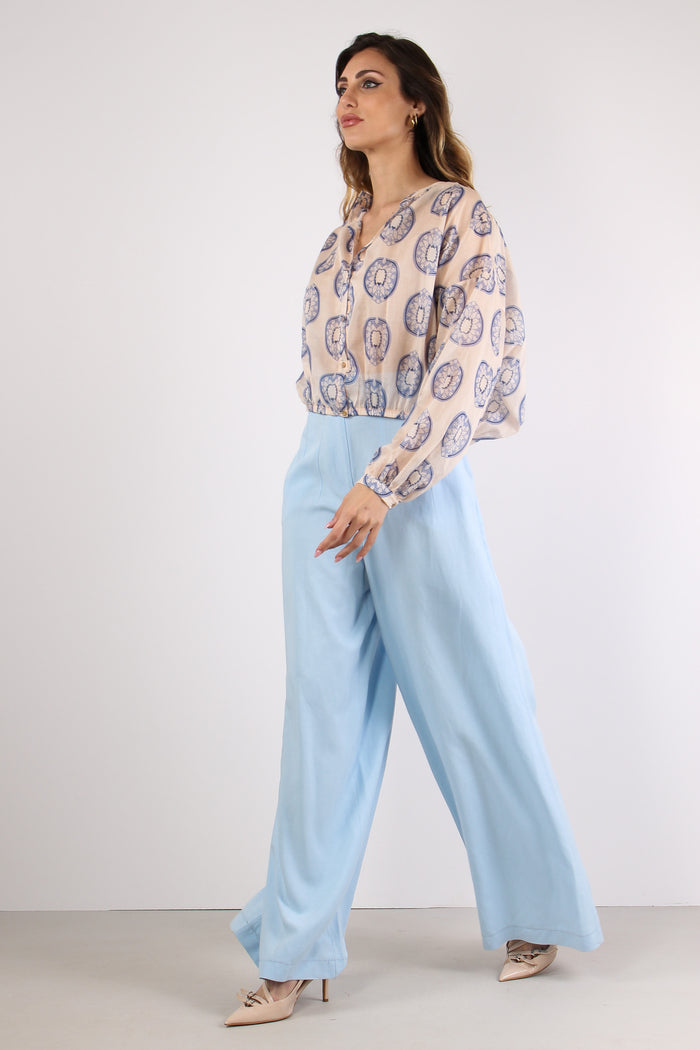 Pantalone Palazzo Misto Viscos Polvere-5