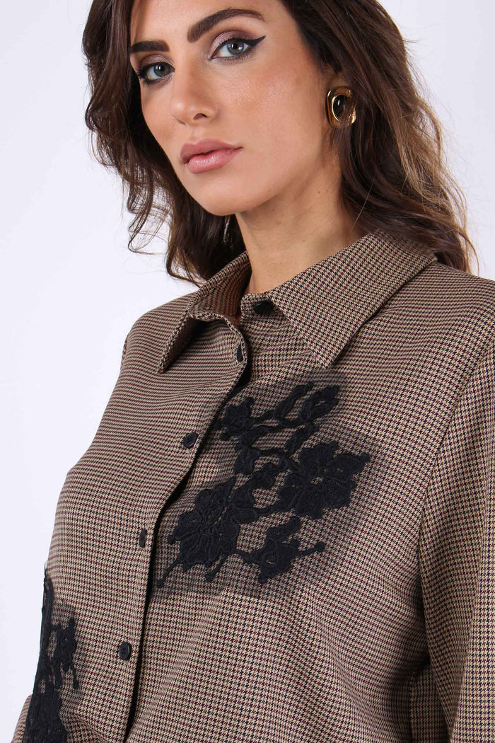 Camicia Inserto Pizzo Micro Check-7
