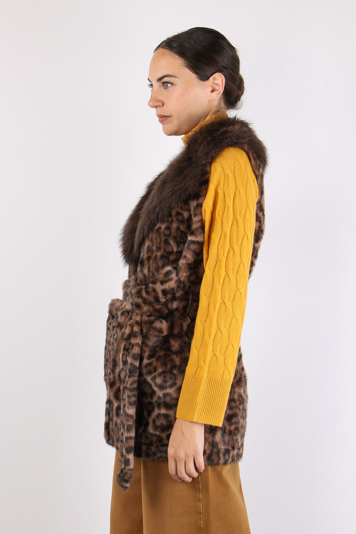 Princess Gilet Ecopelliccia Cinturato Multi Moro-4