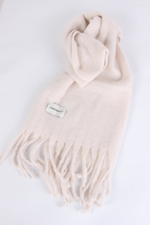 Sciarpa Frange Bianco Burro-2