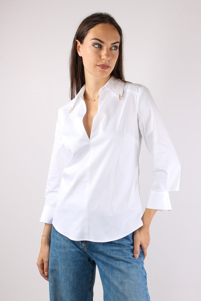 Camicia Cut Out Polsini Bianco-4