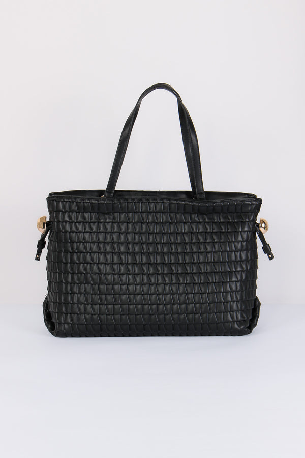 Maxi Clutch Riprese Goffrata Nero