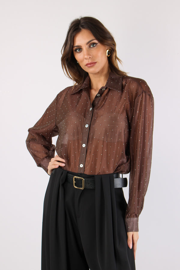 Camicia Over Mussola Strass Moro-2