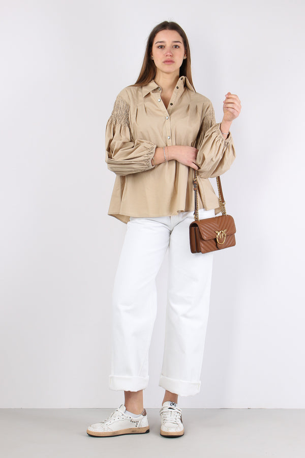 Bouquet Camicia Manica Arriccio Beige