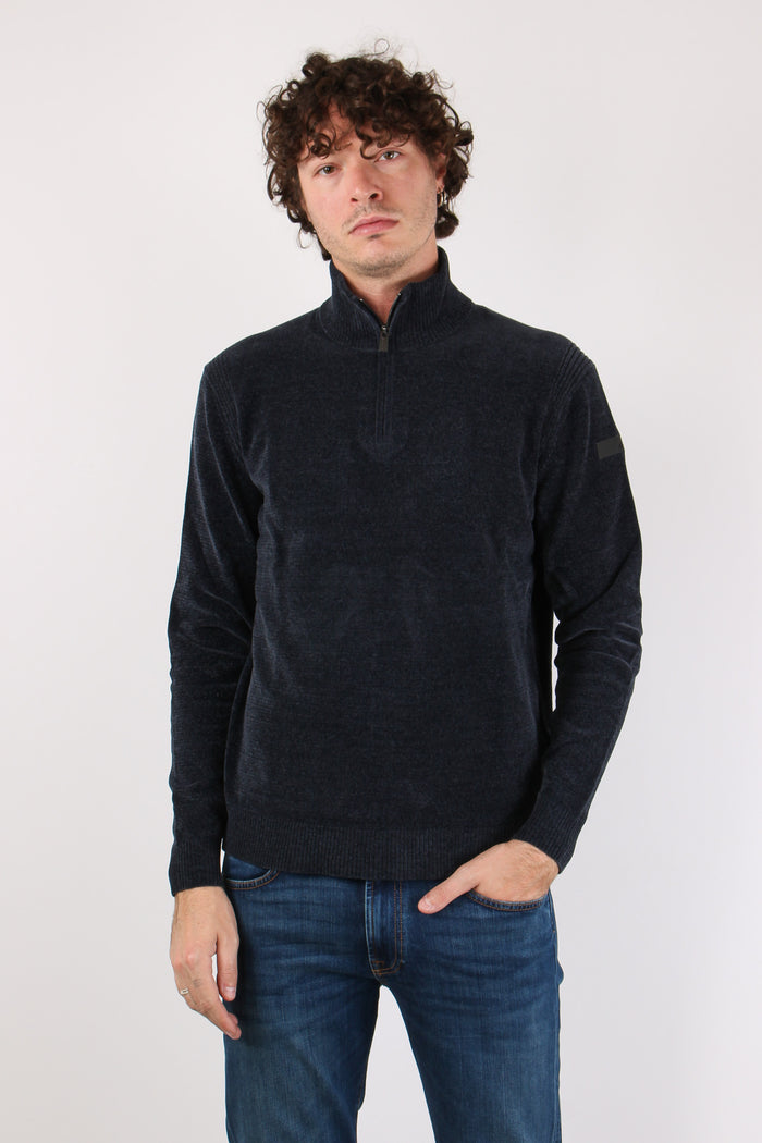 Maglia Mezza Zip Velluto Ultramarine Blue-2