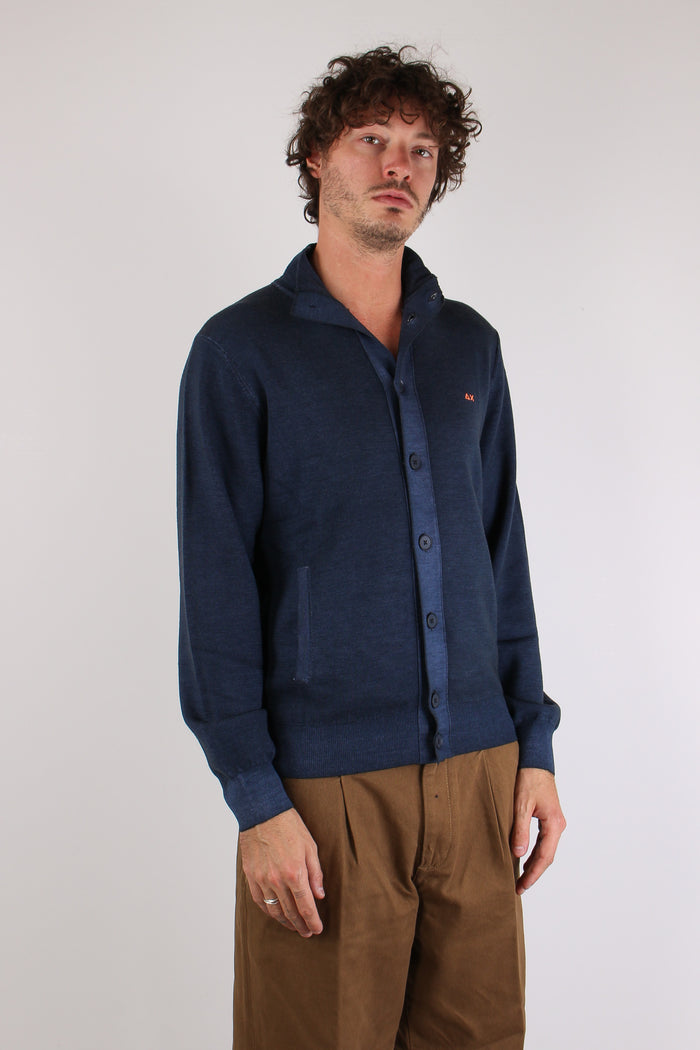 Cardigan Lana Bottoni Tinto Ca Navy Blue-6
