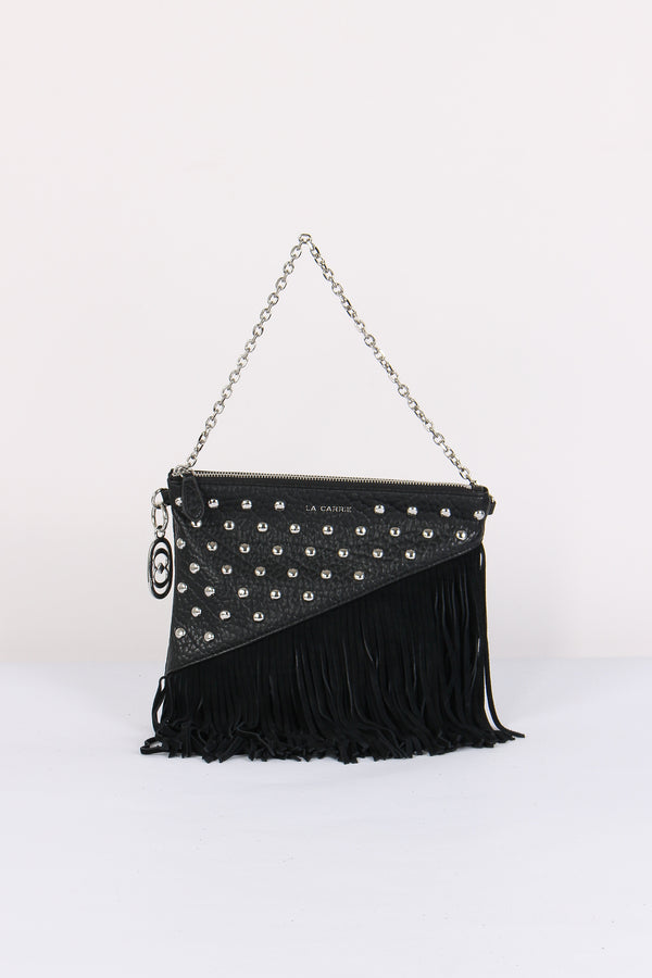 Tracolla Patta Borchie Frange Black