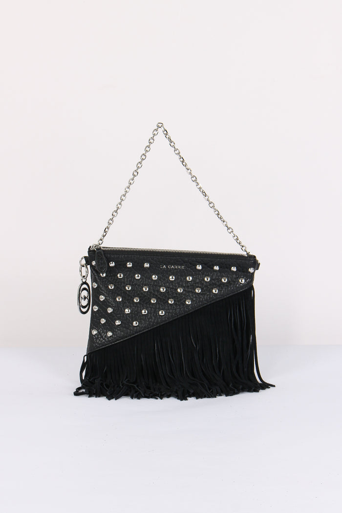 Tracolla Patta Borchie Frange Black