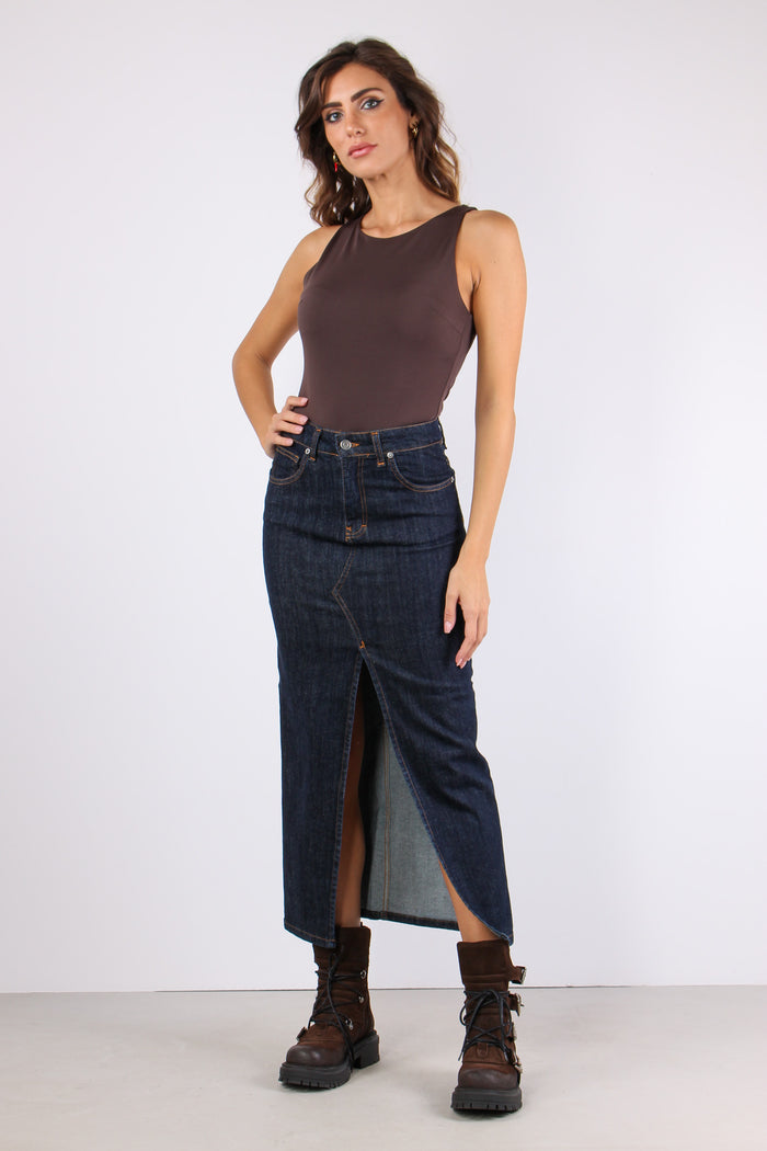 Gonna Denim Spacco Denim Scuro