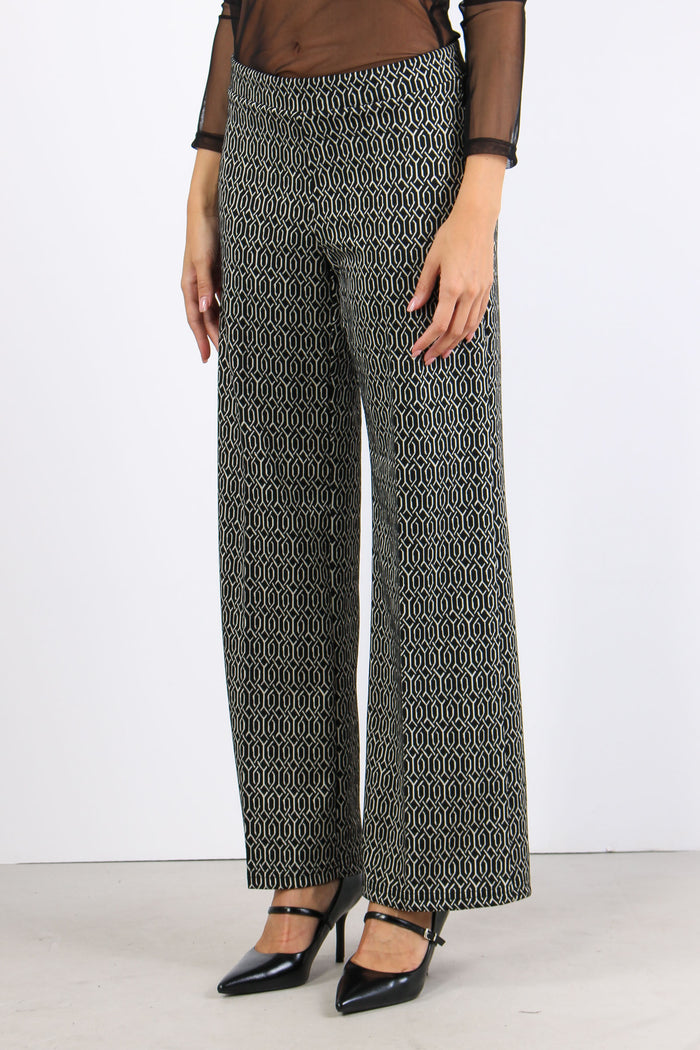 Pantalone Cropped Fantasia Nero/panna-3