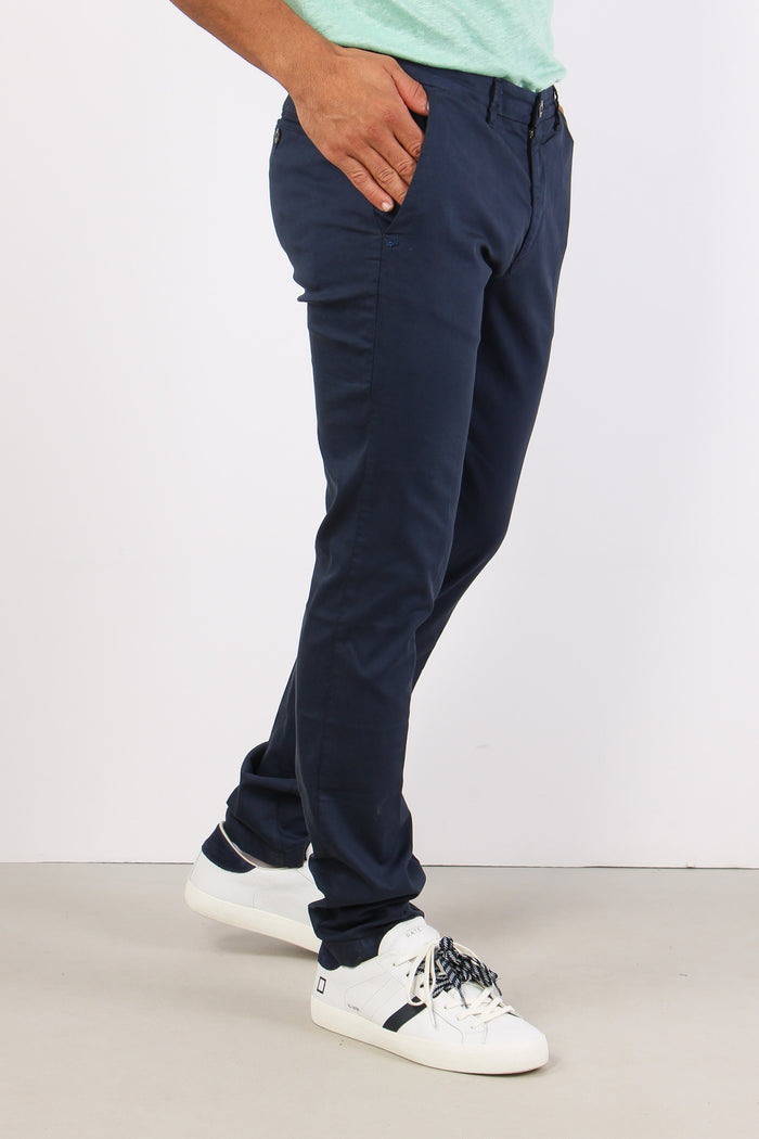 Chino Slim Tessuto Tecnico Blu-3