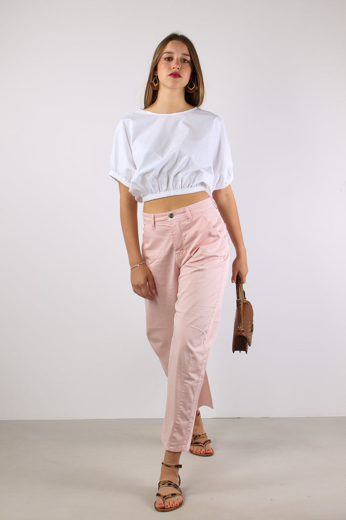 Pantalone Barrel Tessuto Legge Rosa-5