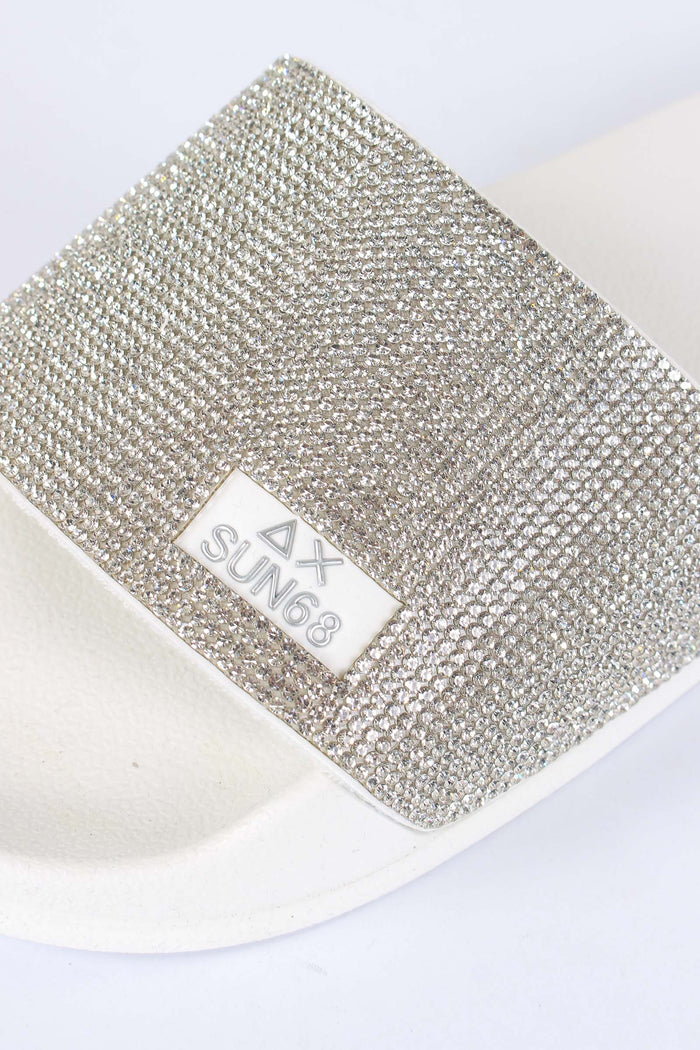 Ciabatta Fascia Strass Bianco-7