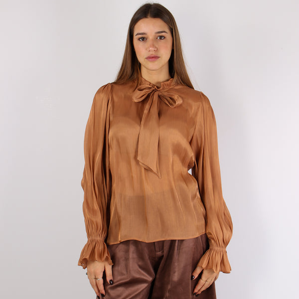 Camicia Fiocco Effetto Sfumato Miele-2