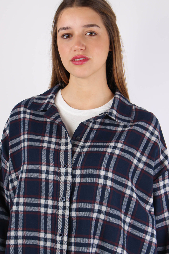 Camicia Quadri Stondata Blu/bordeaux-8