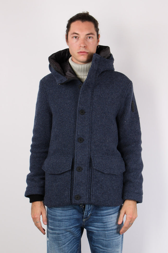 Cappotto Lana Boucle Navy Blue