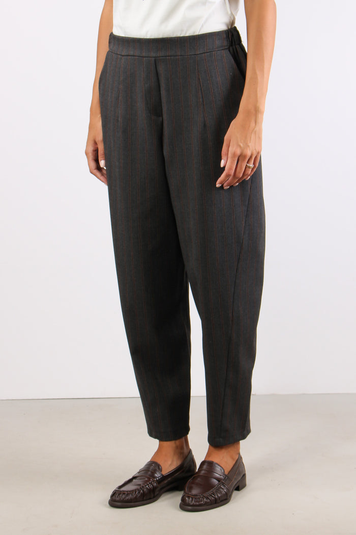 Pantalone Carrot Gessato Grigio/ruggine-3