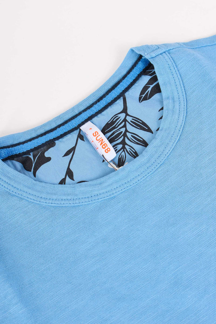 T-shirt Cotone Fiammato Avio-2