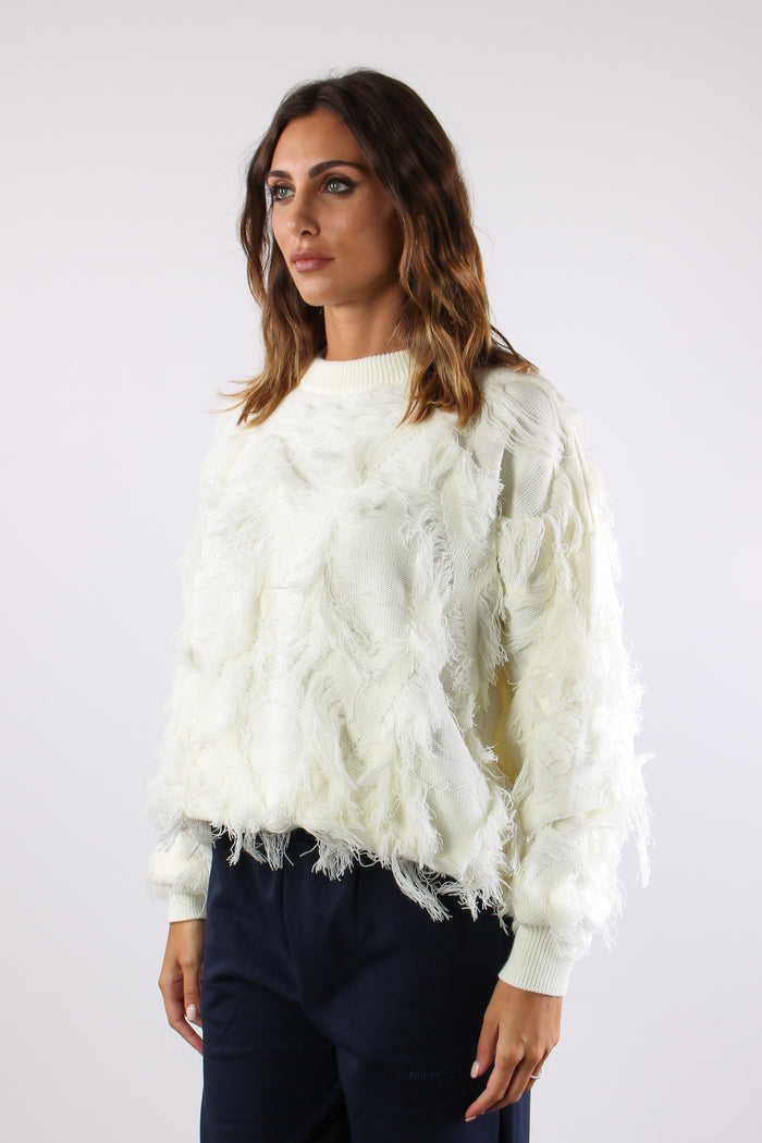 Maglia Rombi Frange Crema-3