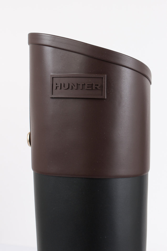 Refined Gold Trim Riding Boot Black/brown-5
