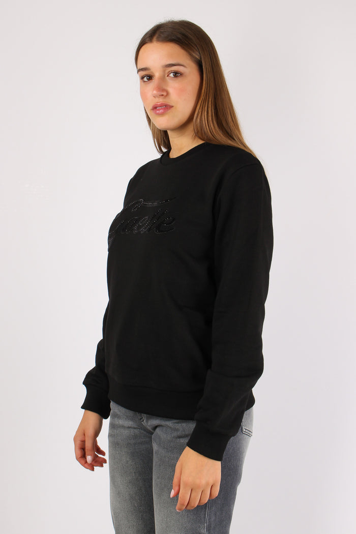 Felpa Cotone Logo Strass Nero-5