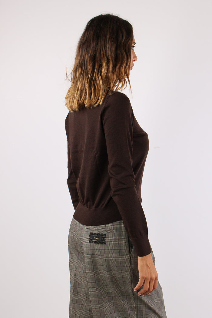 Maglia Girocollo Lana Merinos Chocolate Melange-6