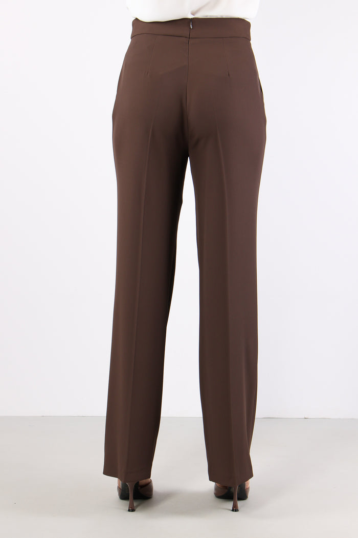 Lalim Pantalone Palazzo Fluido Chocolate-4