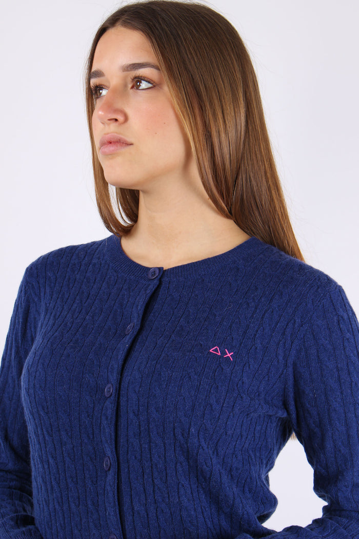 Cardigan Bottoni Trecce Blue-7