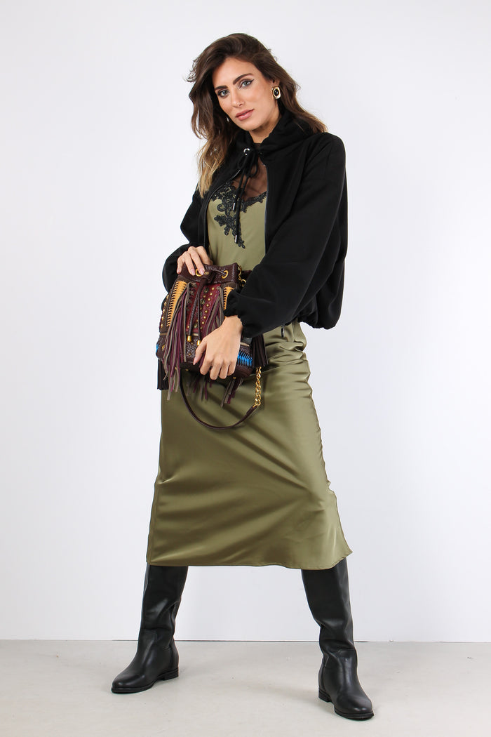 Abito Raso Inserto Pizzo Militare-3