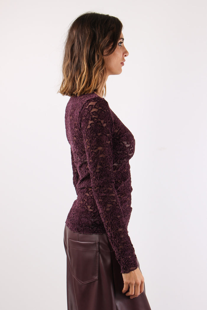 T-shirt M/l Pizzo Ciniglia Bordeaux-6