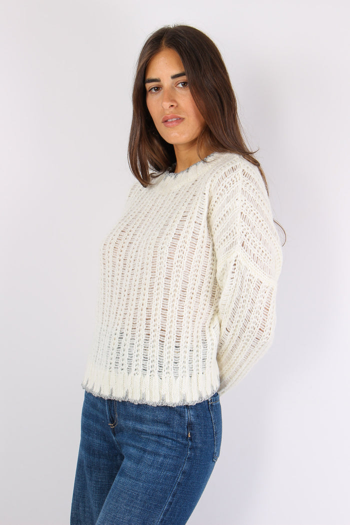 Jonan Maglia Traforata Banda L Latte-6