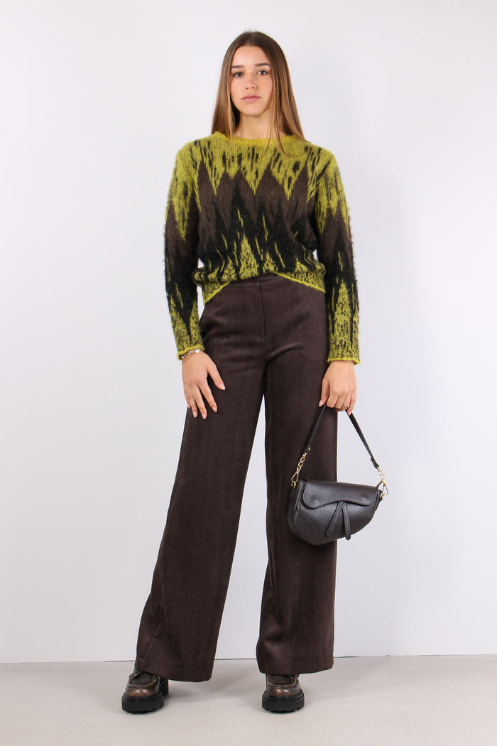 Maglia Mohair Zig Zag Verde/moro