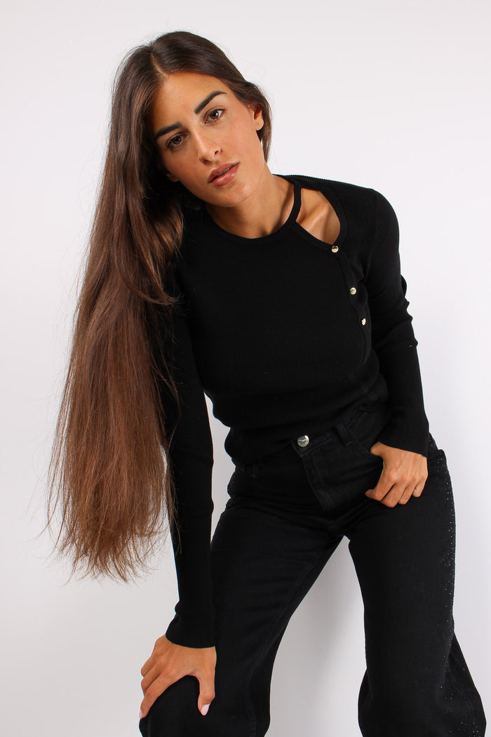 Bredele Maglia Costina Bottoni Nero-3