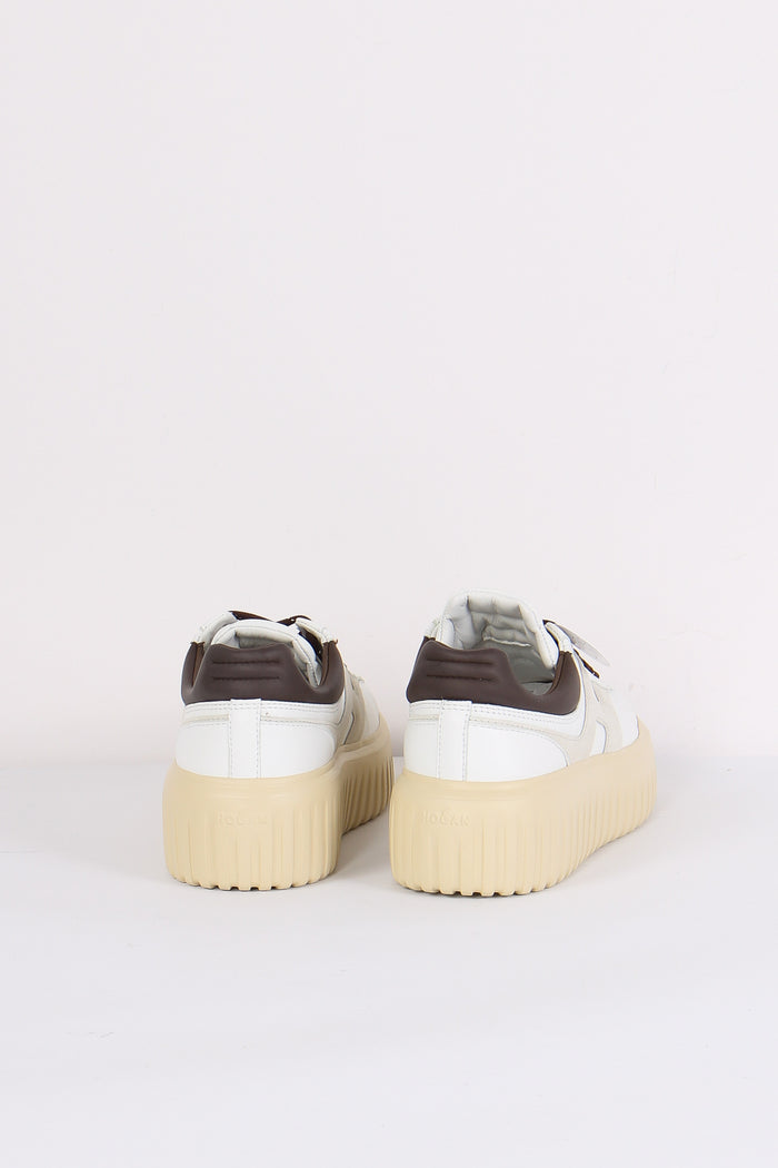 Sneaker Platform Suola Riga Bianco/marrone-3