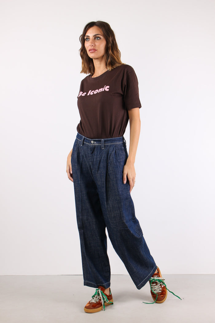 Pantalone Relaxed Wide Leg Blu Navy