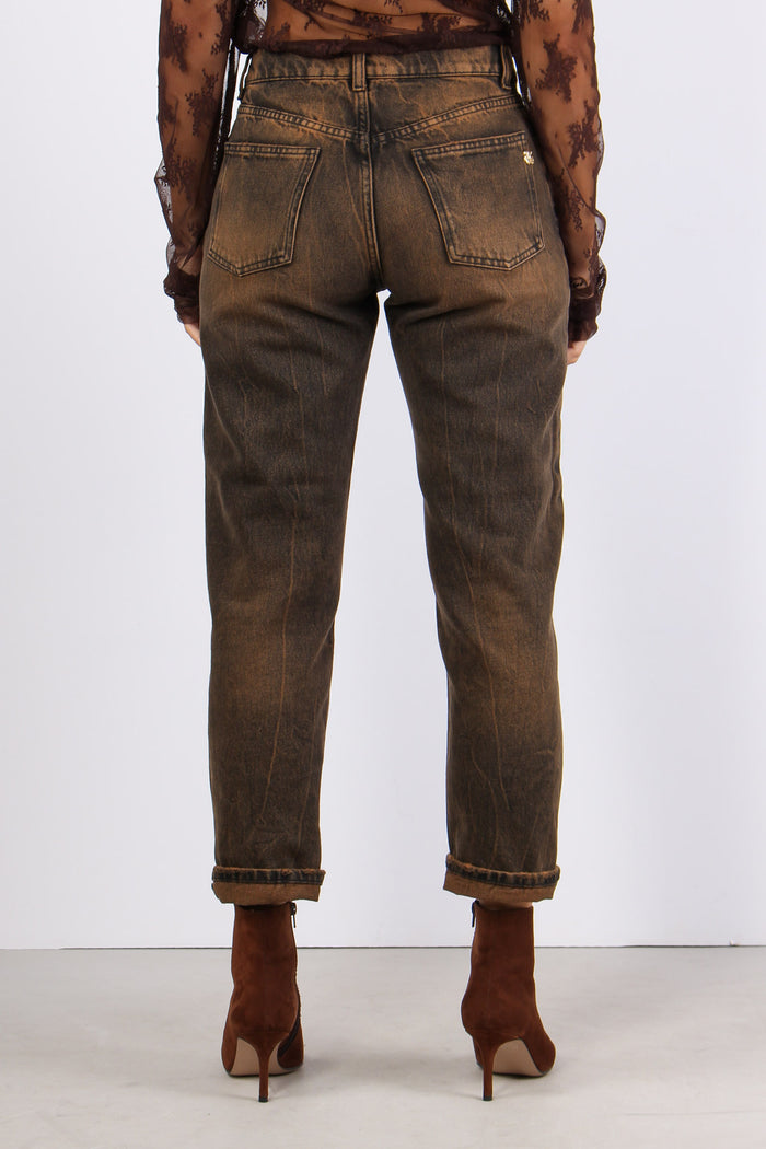 Jeans Borchie Effetto Lavato Bruciato-5