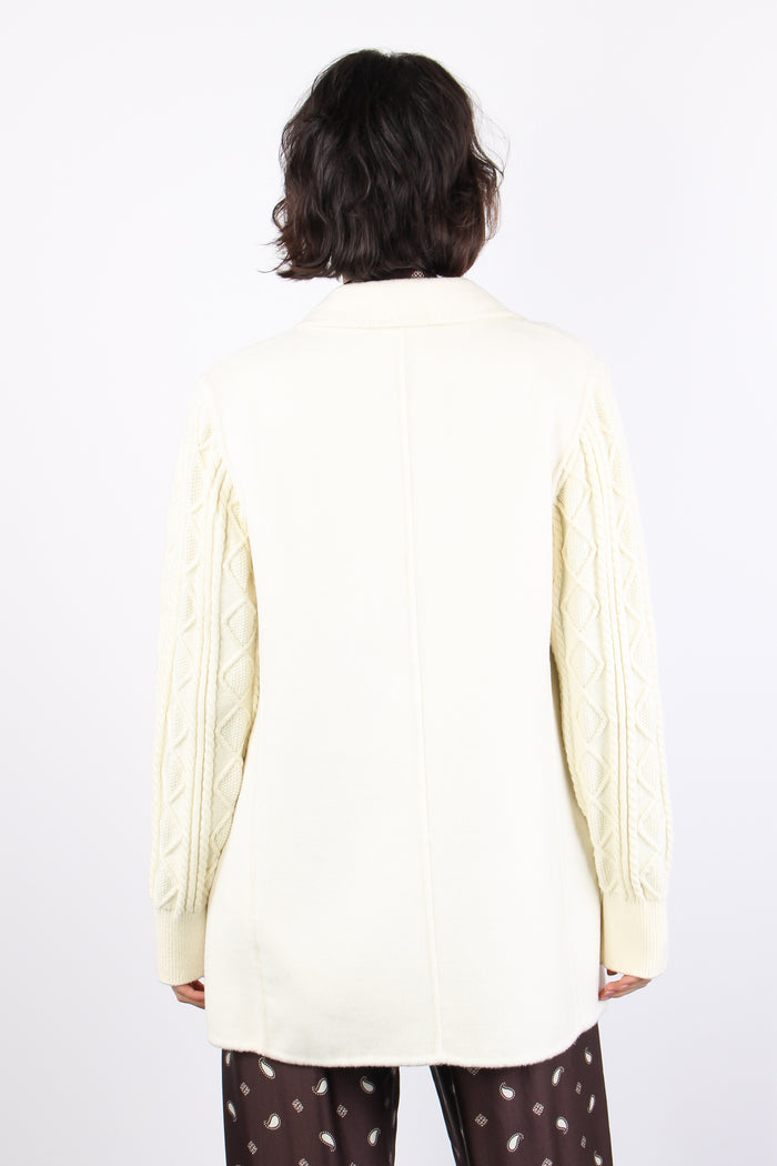 Cappotto Corto Manica Maglia Panna-3