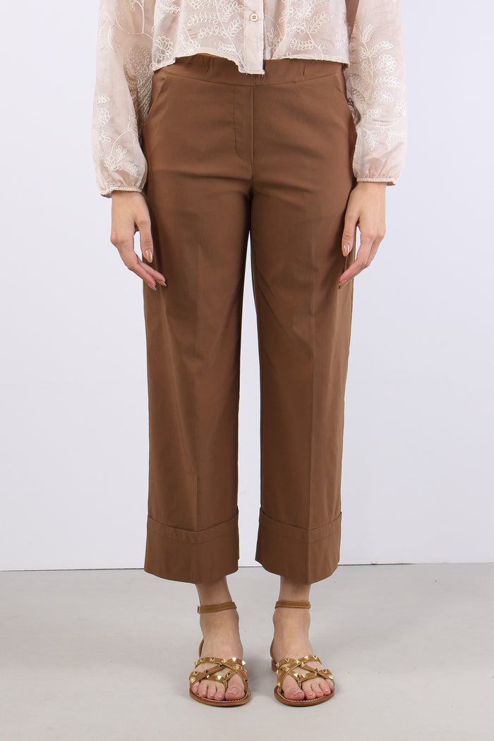 Pantalone Cropped Risvolto Terra-2