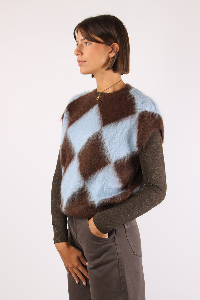 Gilet Garzato Multi Rombo Azzurro/moro-3