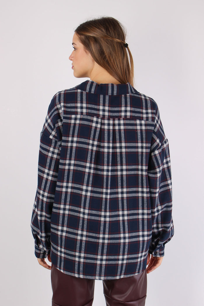 Camicia Quadri Stondata Blu/bordeaux-5